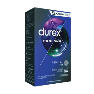 Durex Prolong Regular 12ct right faced