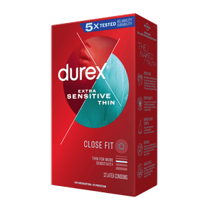 Durex XSensitive Thin Close fit 12ct left faced pack