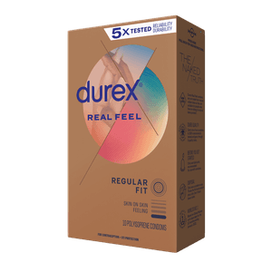 Durex Real Feel Regular 10ct right faced package