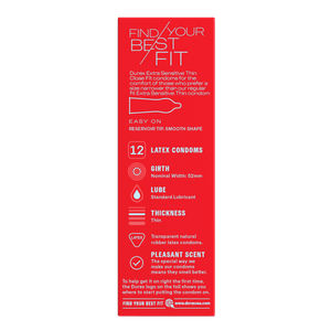 Durex XSensitive Thin Close fit 12ct Pack left side