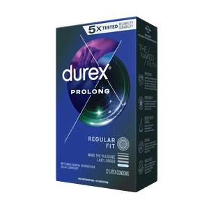 Durex Prolong Regular 12ct left faced