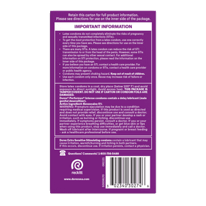 Durex Pleasure Pack Regular 12ct rear side of package